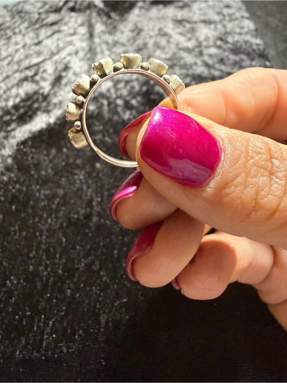 Sterling Silver Pink Opal Half Eternity Band Ring